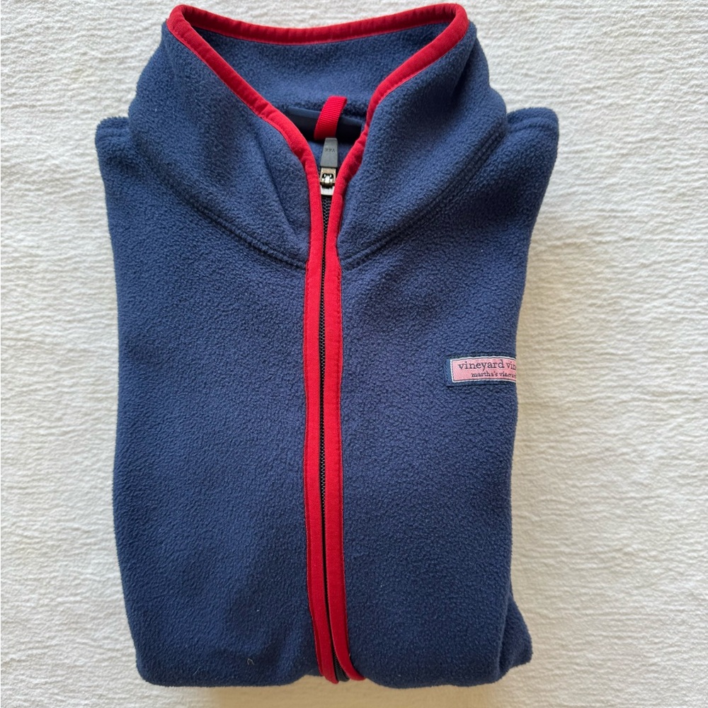 Vineyard Vines Youth Navy Fleece with Red Accents L